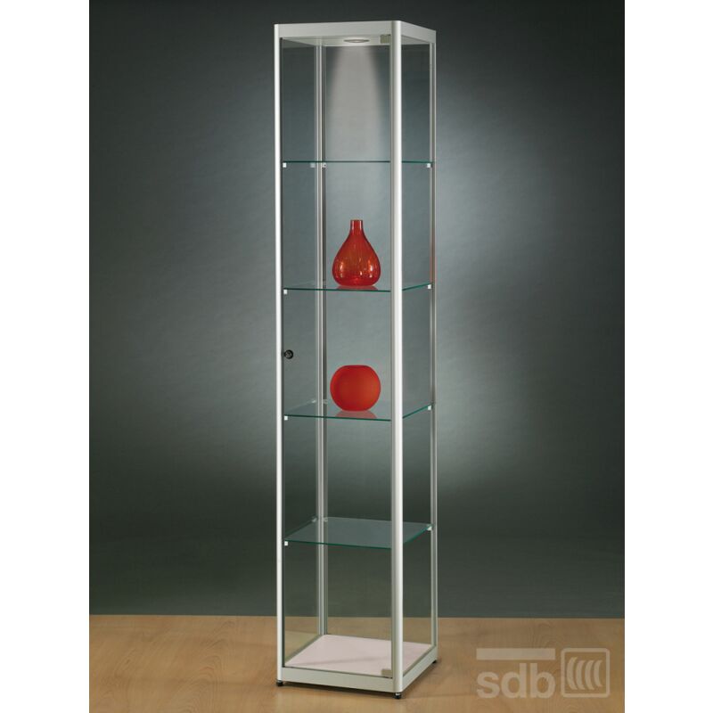 Glas Box abschließbar  mit 2 Böden Mini-Vitrine Alu Glas Vitrine 1601301 