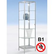 BV500A7B1 Brandschutz Vitrine abschließbar Glas Alu Silber erhöht auf kurzen Beinen