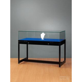 SH1500A0K250 Haubenvitrine Pr&auml;sentationstisch Tischvitrine Ausstellungsvitrine Haubentisch aus Glas und Alu Schwarz mit 250mm Haubenh&ouml;he