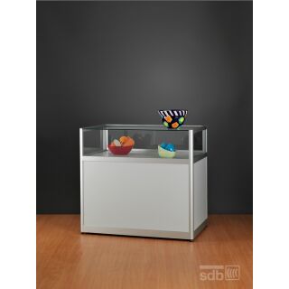 ST1200A7U Tischvitrine mit Unterschrank Alu Silber abschlie&szlig;bar