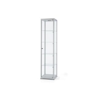 SV500A7L Glasvitrine Vitrine grau Ausstellungsvitrine Pr&auml;sentationsvitrine Alu Silber mit Beleuchtung abschlie&szlig;bar
